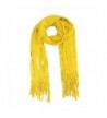 Long Fringy Diamond Pattern Knit Scarf - Mustard - CM11FU6EAIN