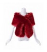 Changuan Women's Winter Fake Faux Fur Scarf Wrap Collar for Wedding Bridal Evening Shawl - Burgundy - CT189T295KY