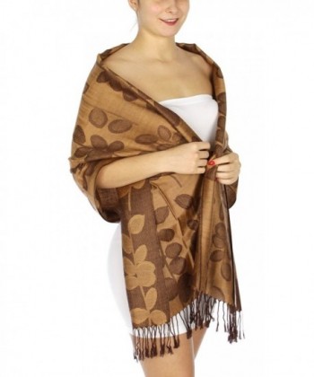 SERENITA Stem Leaf Jacquard Pashmina Scarf - Camel - C312NS177FN