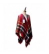 Women's Cozy Tartan Blanket Scarf Wrap Shawl Neck Stole Warm Plaid Checked Pashmina (Purple Red) - CT12NUJGLYO