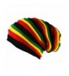 ITZU Black Oversized Rasta Slouch Beanie Cap Hat in Red Yellow Green Striped - CZ11IWFKI8V