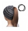 Ponytail Beanies Slouchy Crochet Skullies - Black with white - CT1884M6UEA