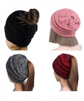 Ponytail Beanies Slouchy Crochet Skullies in Women's Skullies & Beanies