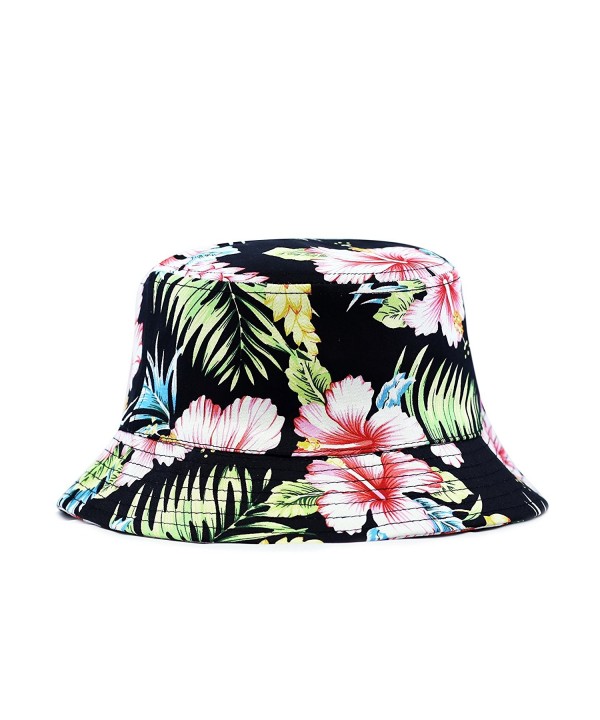 The Hat Depot 200hf1400 Hawaiian Flower Bucket Hat - 2 Colors - Black/Red - CP12544ZYG3