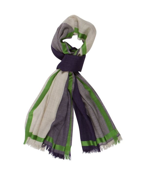 Woolberry Warm Wool Scarf Grey/Green 100% Natural Fibers Shawl Stole Wrap Soft on Skin Women - CL186IORT5W