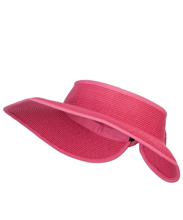 UPF 50+ Bow Tie Tweed Roll Up Visor - Hot Pink - CW187NDNRWC