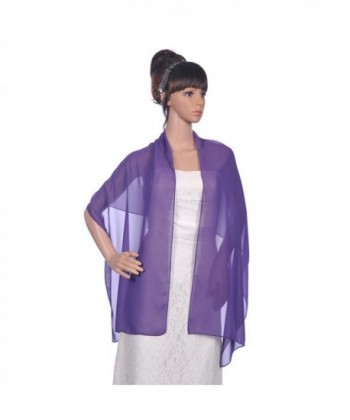 FTSOP Chiffon Bridal Shwals Women Wraps Evening Prom Dresses Scarf Bolero - Purple - CT183D5AKX2