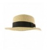 Men's Summer Boater Straw Pork Pie Derby Fedora Flat Top Gambler Hat Natural S/M - CW12EW3FKUR