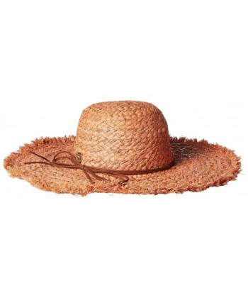 La Fiorentina Women's Raffia Frayed Brim Hat with Tie- Orange- One Size - CJ11DX8NZQT