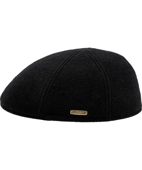 Warm Wool Blend Petersham Duckbill 6 Panel Flat Cap - Black - CS1279SZOKX