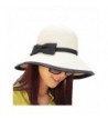 Home Prefer Womens Straw Sun Hat UPF50+ Wide Brim Floppy Hat Summer Beach Cap - Ivory+black - C512DDWYR8J