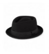 100% Wool Diamond Shaped Pork Pie Hat With Grosgrain Band Handmade In Italy - Black - CP12EW84Q2Z