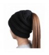 KARRESLY Beanie Tail Womens Knit Messy High Bun Ponytail Beanie Solid Ribbed Hat Cap - Black - C11885GLCHZ
