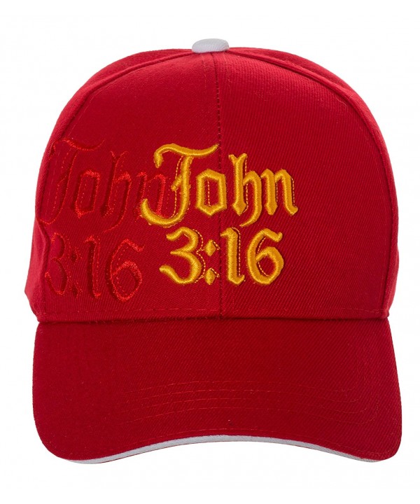 Artisan Owl John 3:16 Hat Religious Bible Christian Gift - 100% Cotton Embroidered Cap - Red - C21868XYZLI