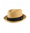 Men's Summer Braid Straw Pork Pie Derby Fedora Upturn Brim Hat - Toast - C312ER1MBFL