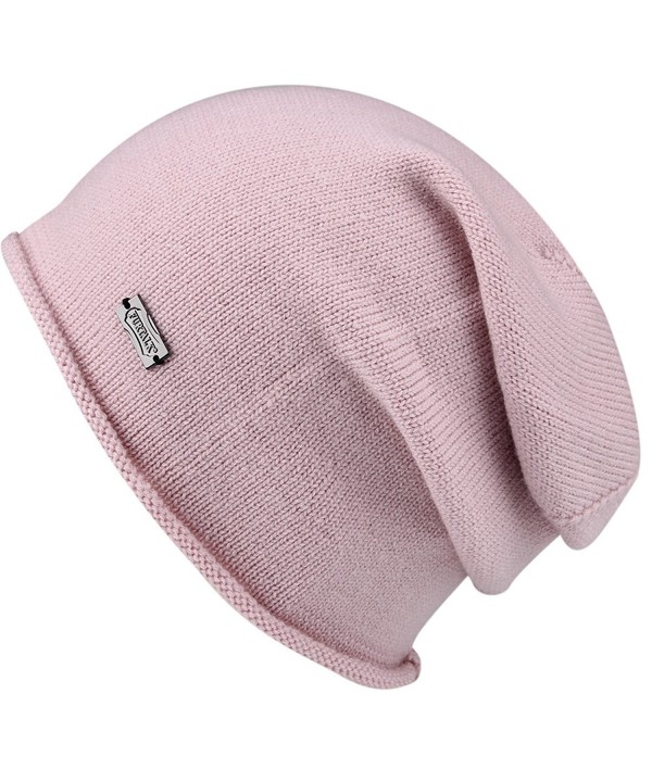 FURTALK Women Cable Knit Wool Cashmere Ribbed Beanie Winter Slouch Braided Baggy Winter Hat - Pink - CW185HXO4RG