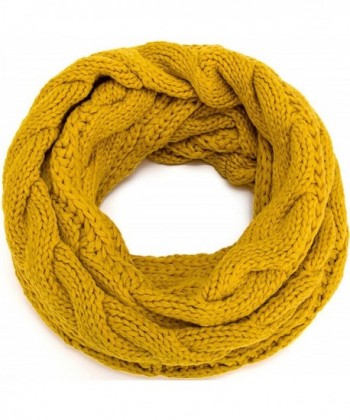 MOTINE Women's Winter Thick Ribbed Knit Warm Circle Loop Infinity Scarf - Yellow - CI12N34OM83