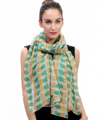 Pineapple Print Women's Large Scarf Beach Wrap Lightweight - Light Grey - CY11XQWQQ81