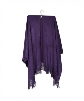 Ruana Acrylic One Size Women's Long Cape Shawl - Purple - C11808Z06S8