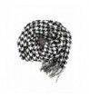 Fashion Secrets Plaid Cashmere Feel Soft Oblong Scarf Neck Wrap W Fringes Ends - Houndstooth Black - White - CZ12NU1VZ4Y