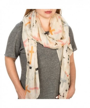 Cross Design Pastel Brown Scarf