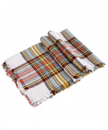 Luxina Large Tartan Scarf Plaid Blanket Shawl Winter Warm Pashmina for Women - B:yellow - CX12MDISC1R