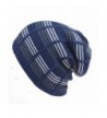 JAKY Global Mens Knit Beanie Skull Hat -Stripe Soft Fleece Lined Thick Warm Winter Cap Ski Hats - Navy - CQ12MY8L5R2