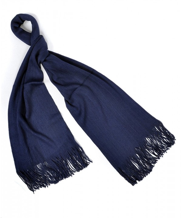 Solid Color Acrylic Unisex Scarf with Tassels - Navy-6 Pieces - CZ12O7VE04G