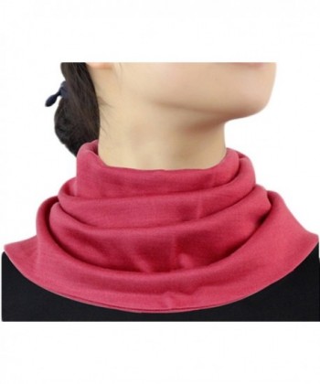 Women Silk Cashmere Neck Gaiter Autumn Winter Warmth Knitted Neck Scarf - Watermelon Red - CQ12O8INE7G