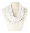 Tan's Women Lightweight Delicate Lace Infinity Scarf with Teardrop Fringes - 4?white - C911OWTSMEN