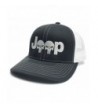 Jeep Logo With Punisher Skull Symbol Embroidered Mesh/Twill Cap - White/Charcoal - C712EBNLA0B