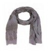 Peach Couture Classic Lightweight Heavenly Henna Paisley Printed Eyelash Fringe Scarf - Grey - CA11Y9PGW79