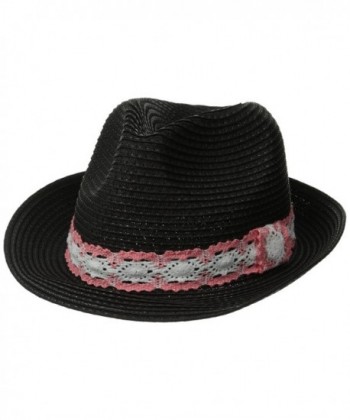 RAMPAGE Women's Crochet Banded Fedora - Black - C811VAM45JZ