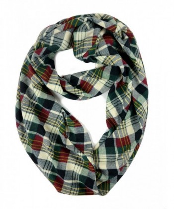 Plum Feathers Bright Colors Big Plaid Infinity Scarf - Green/Burgundy Mixed Plaid - CP12N1GYUMO