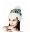 NYFASHION101 Exclusive Snowflake Pattern Pom Pom Winter Cuff Beanie Hat - White - CJ12709FZ7D