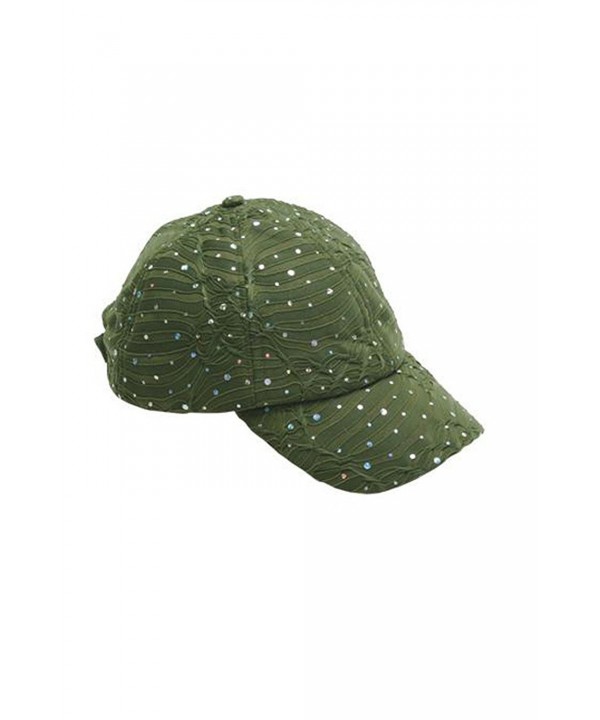 Glitzy Game Crystal Sequin Trim Women's Adjustable Glitter Baseball Cap OLIVE - CF11U7YIRND