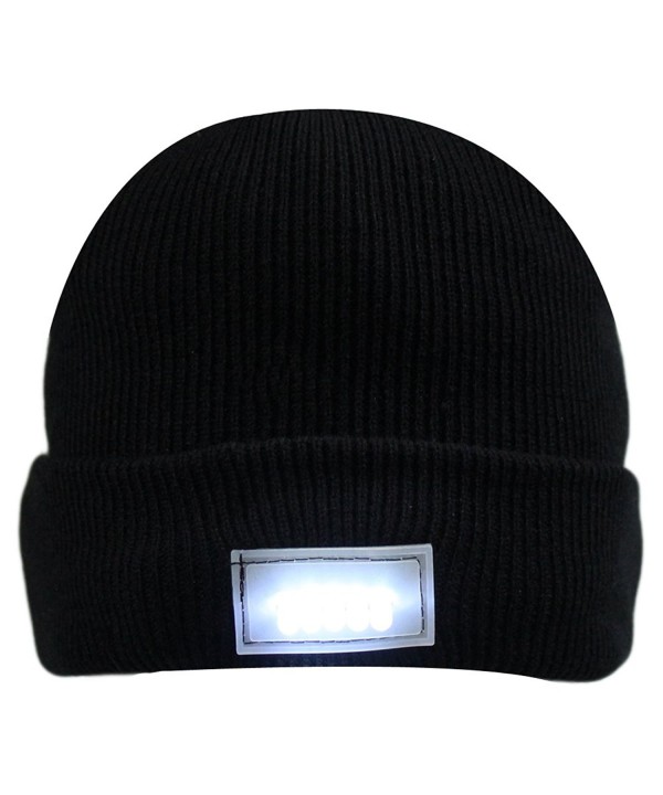 5 LED Knit Flash Light Beanie Hat Cap for Night Fishing Camping Handyman Working - Black - CH12O4MLFMV