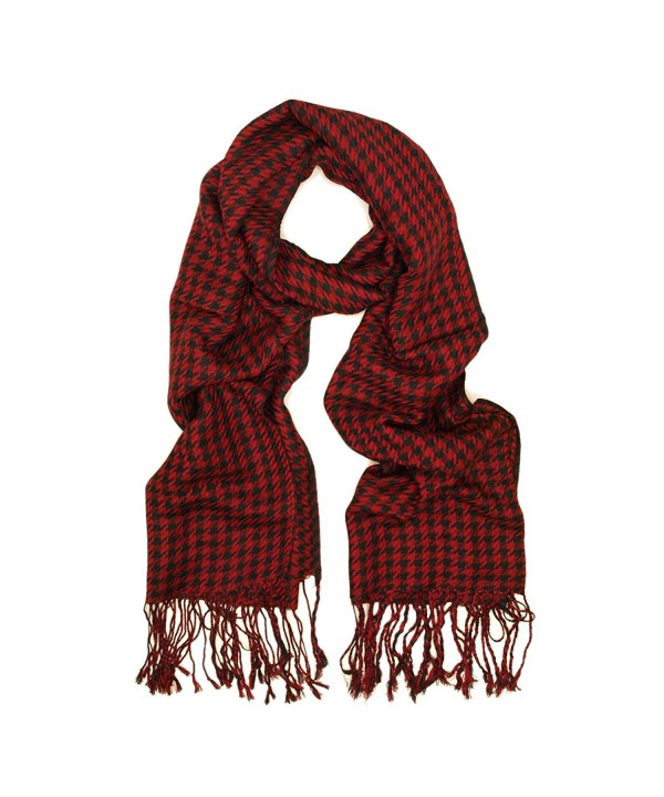 Premium Houndstooth Scarf (with Silk) - Different Colors Available - Red/Black - CR115MXE79H
