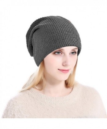 Vbiger Winter Warm Beanie Hat Knit Hats Slouchy Beanie Cap with Fleecy Lining Unisex for Men Women - Gray - CF185YSZDZO