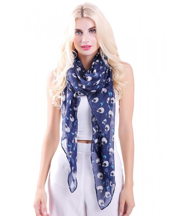 MissShorthair Women's Fashion Soft Light Cartoon Sheep Sheer Infinity Scarf - Navy2 - CU12EQ99YFJ