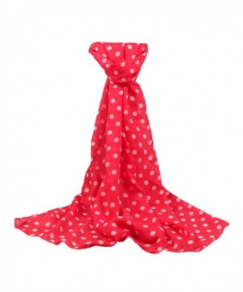 Wensltd Women Long Wrap Shawl Polka Dot Chiffon Scarf Scarves Stole - Red - CE12L5G51ZN