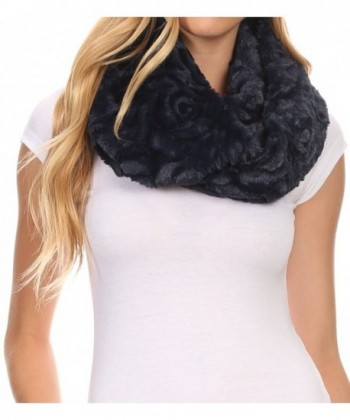 Sakkas Mellah Long Wide Soft Fuzzy Furry Fur Infinity Fall Winter Wrap Scarf - Navy - CL12HHVK597