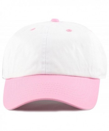 MIRMARU Two Tone 100% Cotton Stonewashed Cap Adjustable Hat Low Profile Baseball Cap. - Light Pink - CT12NW1WEYQ