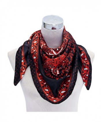 Premium Silk Rayon 90*90CM Square Neck Scarf for Women Clothing Decor - Red - CW126QTGJ9L