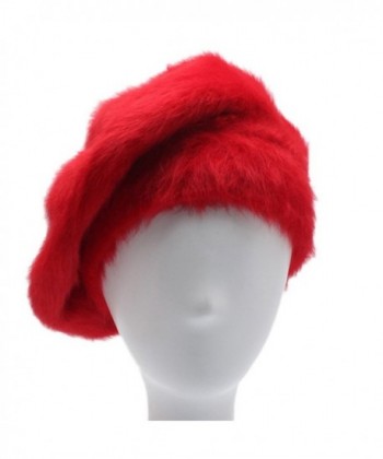 Womens Winter Fur Beret Hat Rabbit Fur Hats Acessory For Girls - Red - CL187KEQ09T