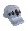 Olive & Pique Women's Zoey Glitz Distressed Bling Baseball Cap - Light Grey - CA185W9EI5Q