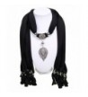 Wishcart Leaves Jewellery Pendant Scarf Necklace Scarves for Women - Black - CG12G89SV5J