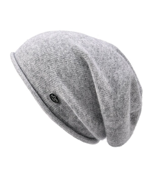 Womens Beanie Wool Winter Hat Knit Beanies Cap Fall Winter Slouchy Hat - Light Grey - C117AZ7D9L7