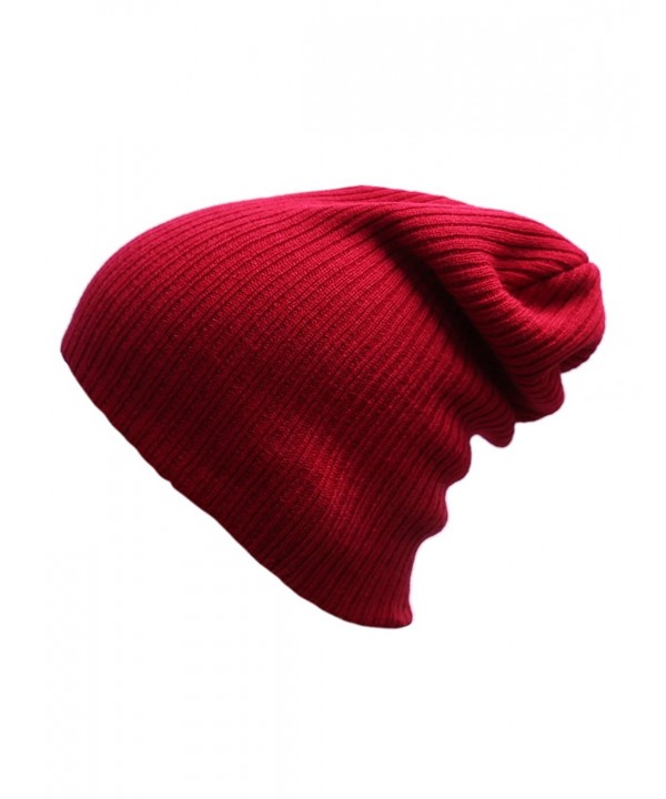 EVRFELAN Slouchy Beanie Casual Knitted - Dark Red1 - C718549ZI5U