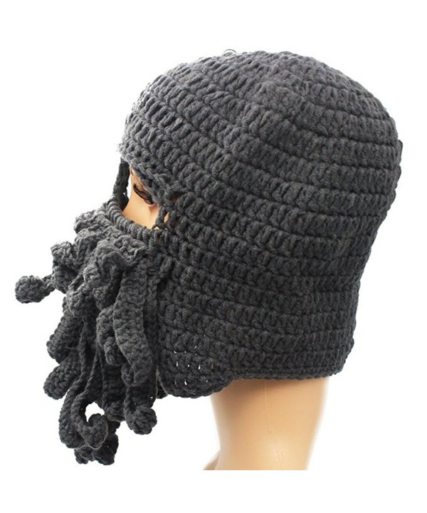 GIANCOMICS Funny Tentacle Octopus Beanie Crochet Knit Beard Hat Fisher Cap Wind Ski Mask - Grey - CM126NLKAUF